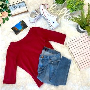 Jeanswest Women’s Medium 3/4 Sleeved Red Shirt